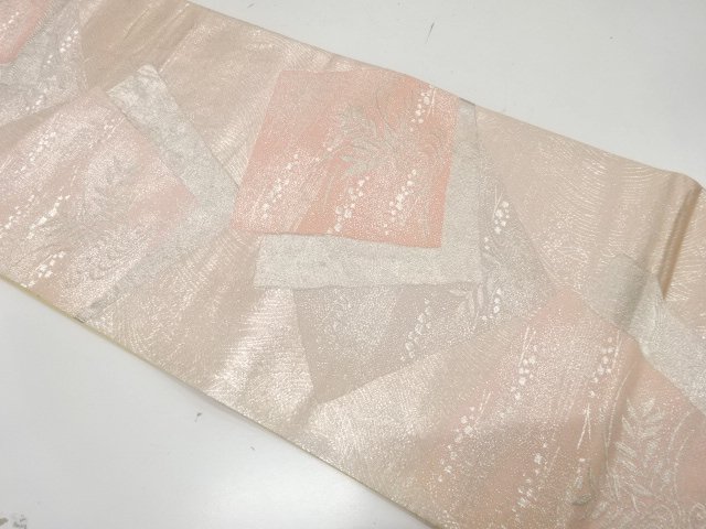 JAPANESE KIMONO / ANTIQUE FUKURO OBI / SILK / WOVEN FLORAL PLANTS